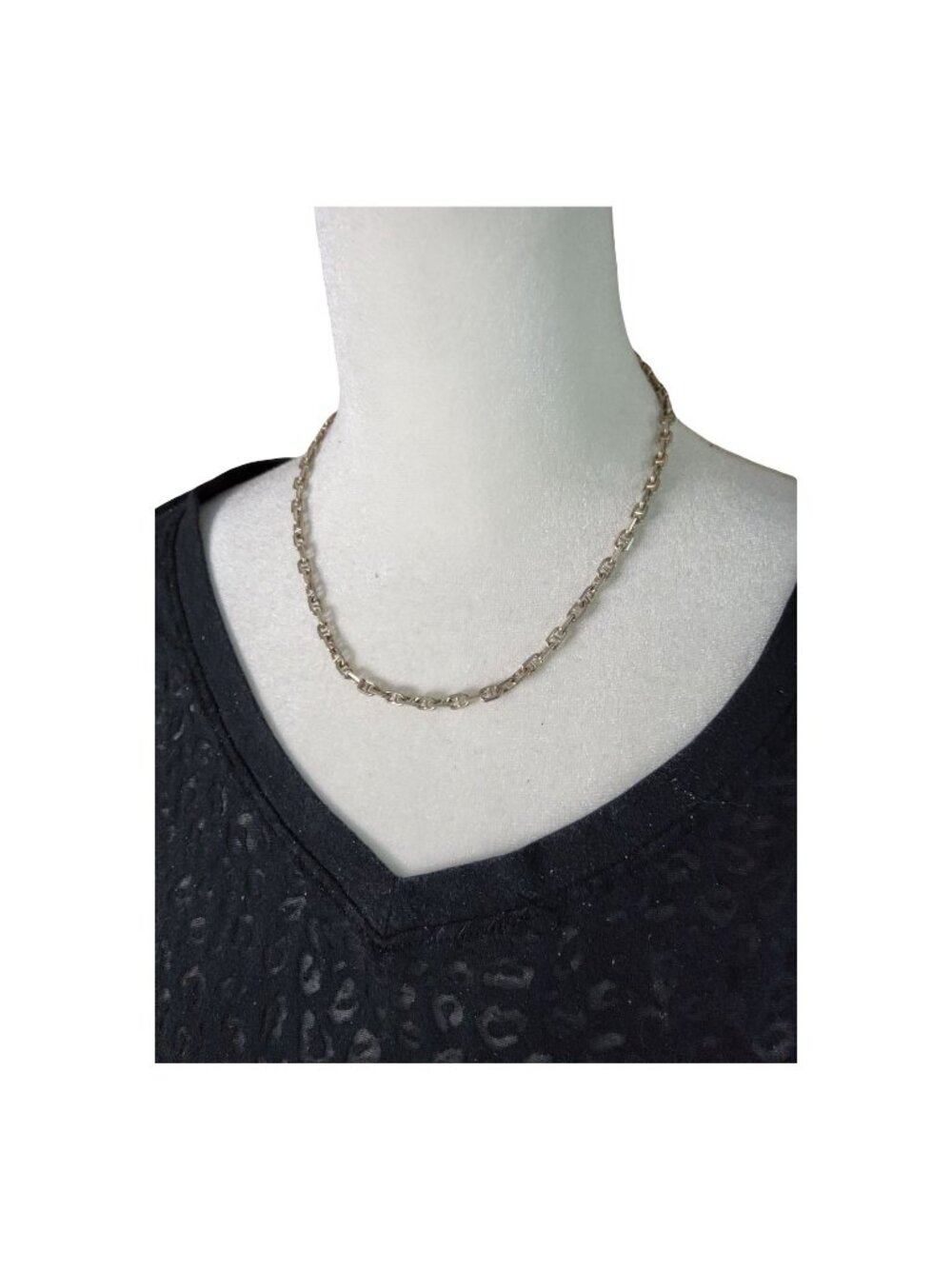Vintage Italy Sterling Silver Chain Link Unisex Choker 17.5" Necklace